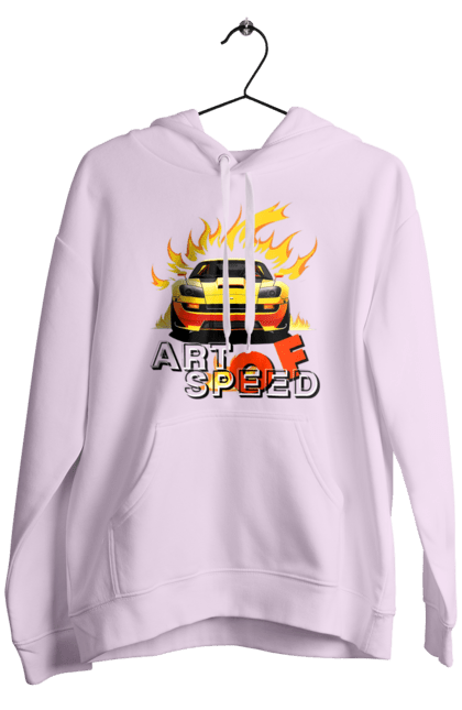 Men`s hoodie with prints Car on fire. Car, fire, speed, sport car, sports car. 2070702