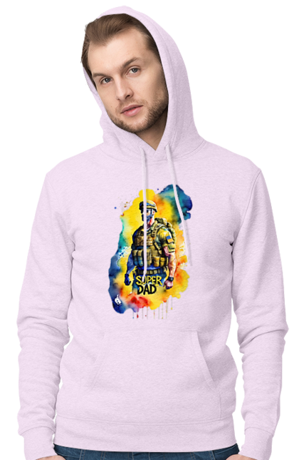 Чоловіче худі з принтом "Супер тато ЗСУ". День батька, день тата, зсу, люблю тата, супер, супер тато, супер тато зсу, тато, тато зсу, україна. 2070702