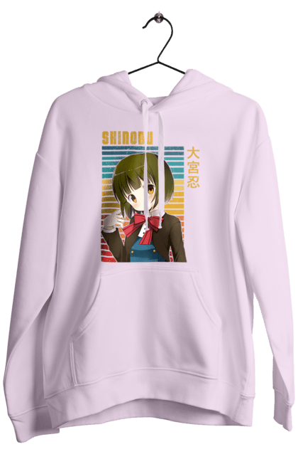 Men's hoodie with prints Kiniro Mosaic Shinobu Omiya. Anime, gold mosaic, kiniro mosaic, kinmoza, manga, shinobu, shinobu omiya. 2070702