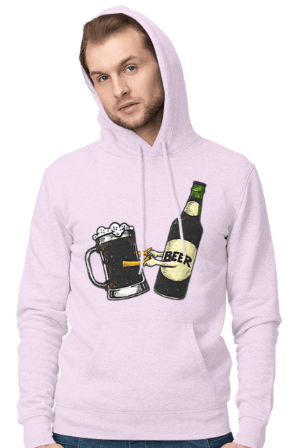 Men`s hoodie with prints Bottle Of Beer With A Glass Of Beer. Beer, bottle, wineglass. 2070702