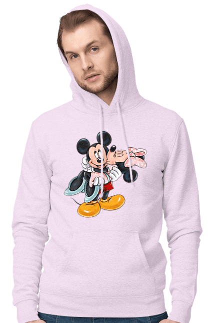 Мужское худи с принтом Микки Маус и Минни Маус. Mickey mouse, minnie mouse, дисней, микки, микки маус, минни маус, мультфильм. 2070702