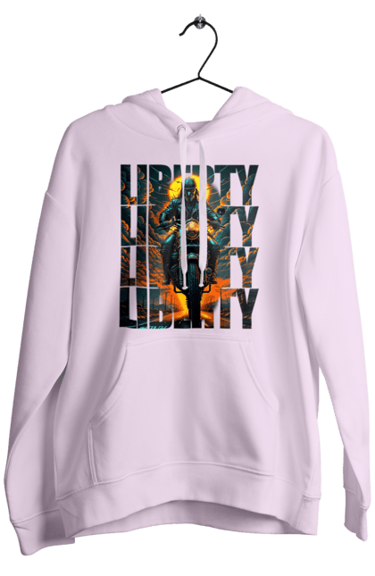 Men`s hoodie with prints Biker. Biker, freedom, motorcyclist, tourism, travel. 2070702