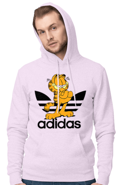 Men's hoodie with prints Adidas Garfield. Adidas, cat, comedy, garfield, hunger, movie. 2070702