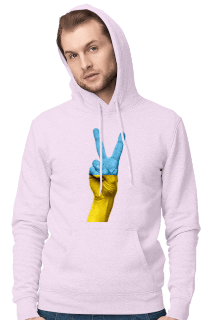 Men`s hoodie with prints Two Fingers, World, Ukraine. Arm, peace, ukraine. 2070702