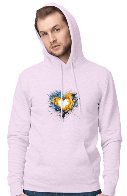 Men`s hoodie with prints Patriot heart. Heart, patriotic, ukraine, ukrainian, ukrainian flag. 2070702