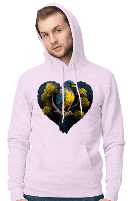 Чоловіче худі з принтом "Синьо жовтий сокіл". Дерево, прапор україни, серце, символ україни, сокіл, україна. 2070702