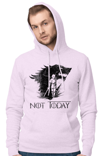 Men's hoodie with prints Game of Thrones Arya. Arya, game, got, not today, stark, starks, thrones, tv show, wolf, wolves. 2070702