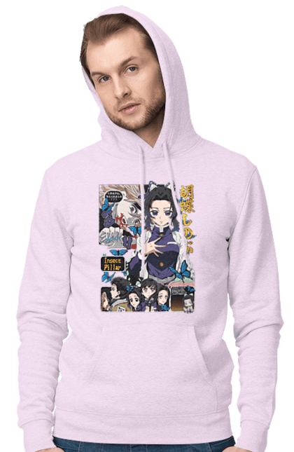 Men`s hoodie with prints Demon Slayer Shinobu. Anime, demon slayer, kimetsu no yaiba, manga, serial, shinobu. 2070702