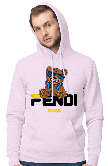 Мужское худи с принтом Fendi. Fendi, бренд, дом моды, италия, люкс, мишка, мода, одежда, сумка, фенди. 2070702