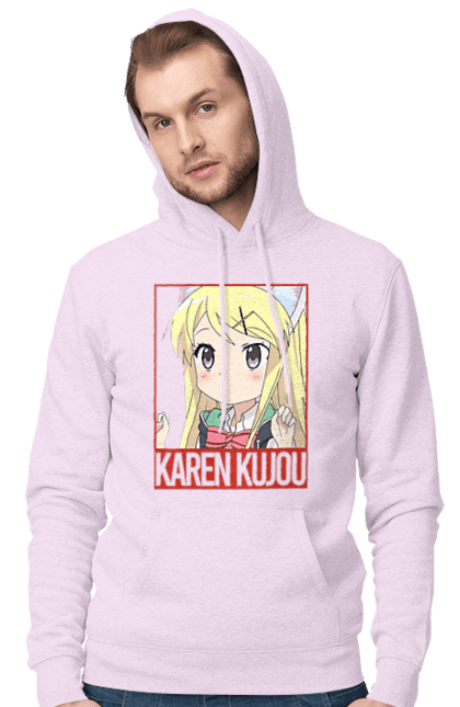 Men's hoodie with prints Kiniro Mosaic Karen Kujo. Anime, gold mosaic, karen, karen kujo, kiniro mosaic, kinmoza, manga. 2070702