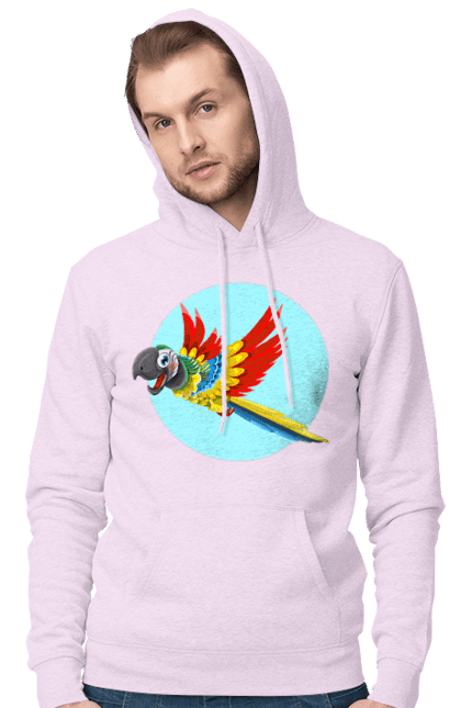 Чоловіче худі з принтом "Папуга". Барвистий папуга, какаду, кольоровий папуга, папуга, що летить. 2070702