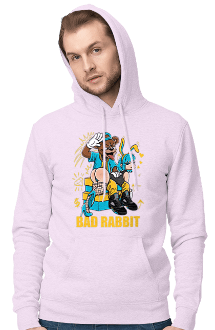Чоловіче худі з принтом "Поганий кролик". Бдсм, ведмідь, дівчина, кролик, поганий кролик, прикольна, смішна. 2070702