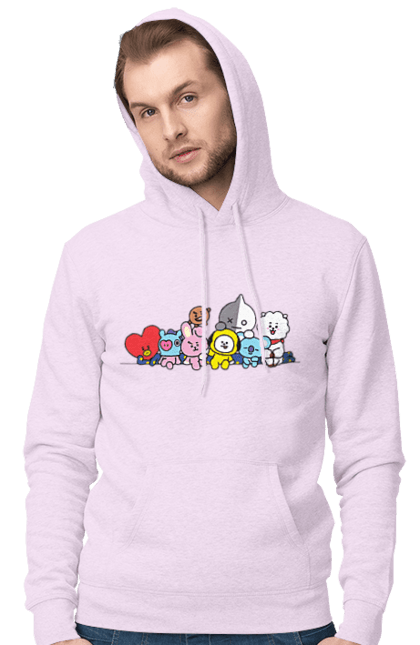 Men`s hoodie with prints BTS & BT21. Bt21, bts, bts, characters, k pop, k-pop, line, toy. 2070702