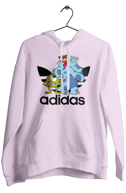 Мужское худи с принтом Adidas Корпорация монстров. Adidas, monsters inc, pixar, адидас, корпорация монстров, мультфильм. 2070702