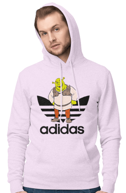 Мужское худи с принтом Adidas Шрек. Adidas, shrek, адидас, мульт, мультфільм, огр, шрек. 2070702