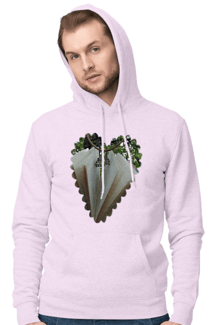 Чоловіче худі з принтом "Книжкова валентинка". Дерево, книги, книжки, любов, прикраса, природа, серце, форма серця, читання. 2070702