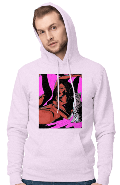 Чоловіче худі з принтом "Дівчина Отримує Задоволення". Гола, задоволення, кішка, пристрасть. 2070702