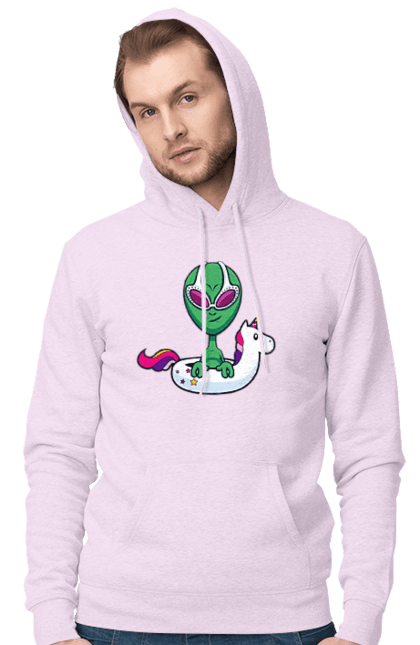 Чоловіче худі з принтом "Інопланетянин Плаває У Колі". Інопланетянин, надувной круг, плавати. 2070702