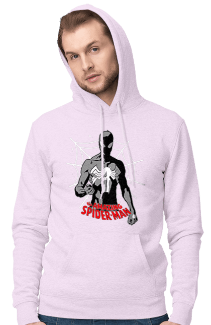 Men's hoodie with prints Spider man. Cinema, comics, marvel, marvel comics, peter parker, spiderman, superhero. 2070702