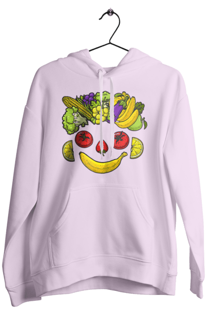 Men`s hoodie with prints Hls Smile. Healthy, smile, vegetable. 2070702
