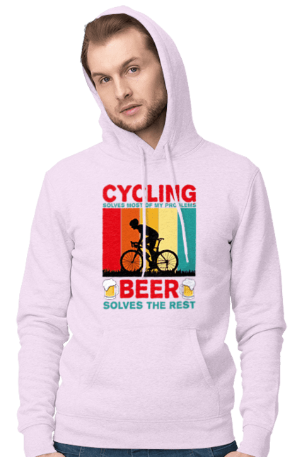 Чоловіче худі з принтом "Cycling Beer". Алкоголь, брутальні, велосипед, веселі, для спортсменів, літні, пиво, спорт, чоловічі. 2070702