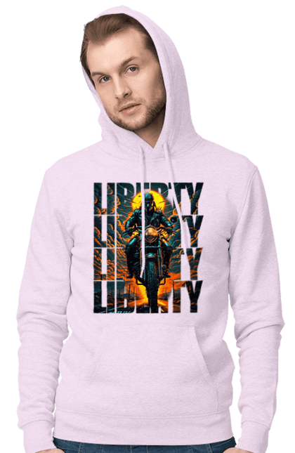 Men`s hoodie with prints Biker. Biker, freedom, motorcyclist, tourism, travel. 2070702