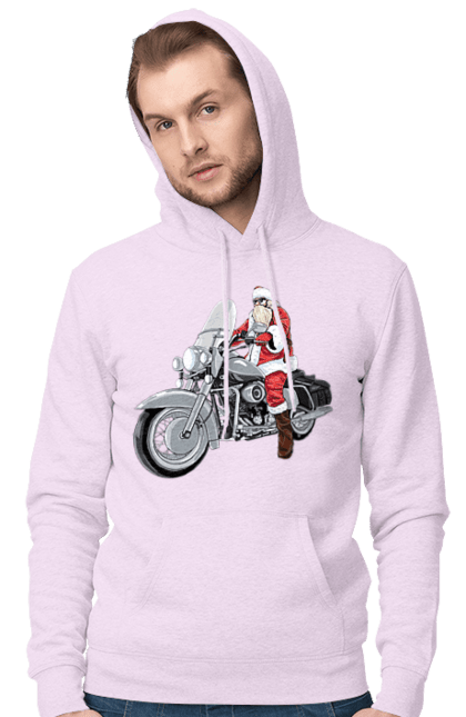 Чоловіче худі з принтом "Санта На Мотоциклі". Мотоцикл, новий рік, санта, свято. 2070702