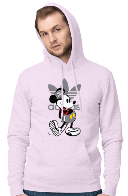 Мужское худи с принтом Adidas Микки Маус. Adidas, mickey mouse, адидас, дисней, микки, микки маус, мультфильм. 2070702