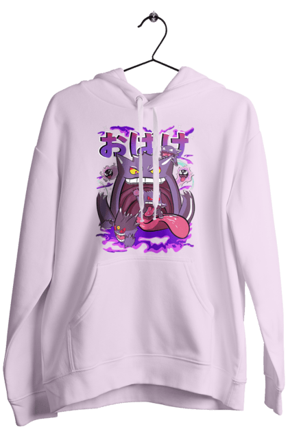 Men`s hoodie with prints Pokemon Gengar. Anime, fushigibana, games, gengar, nintendo, pokemon, pokemon go. 2070702