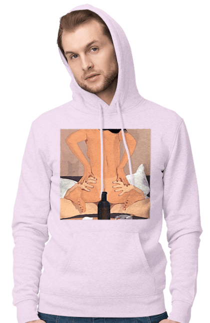 Чоловіче худі з принтом "Гола Дівчина, Пляшка І Сигарети". Гола, зверху. 2070702