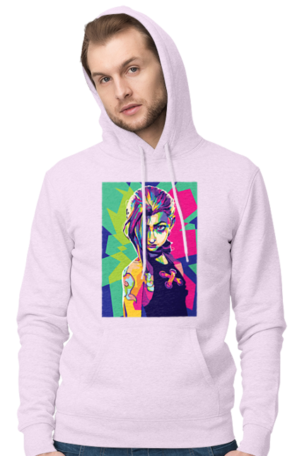 Men's hoodie with prints Arcane. Animated series, arcane, fantasy, fortiche, jinx, league of legends, riot games, wai. 2070702