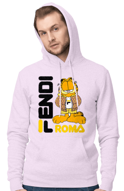 Мужское худи с принтом Fendi Гарфилд. Fendi, garfield, бренд, гарфилд, дом моды, италия, люкс, мода, сумка, фенди. 2070702