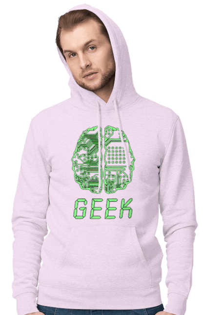 Чоловіче худі з принтом "Гик Мозок Неоновий". Айті, айтішник, гик, друкована плата, зелений, знання, інженер, кібер, кібернетика, кіборг, код, комп, комп’ютерник, кристал, мікросхема, мозок, неон, неоновий, програміст, професіонал, професія, розробник, розум, світиться, світло, чіп. 2070702