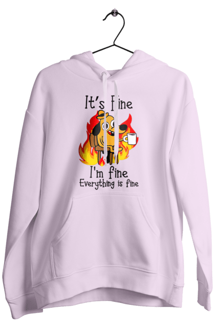 Men's hoodie with prints Everything Is Fine. Cute, dog, everything is fine, funny, happy, humor, humorous, mental health, okay, sarcasm. 2070702