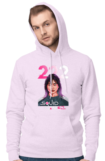 Men`s hoodie with prints Squid Game Kim Jun hee. 222, kim chun hee, kim jun hee, kim jun-hee, netflix, player 222, squid game, tv series. 2070702