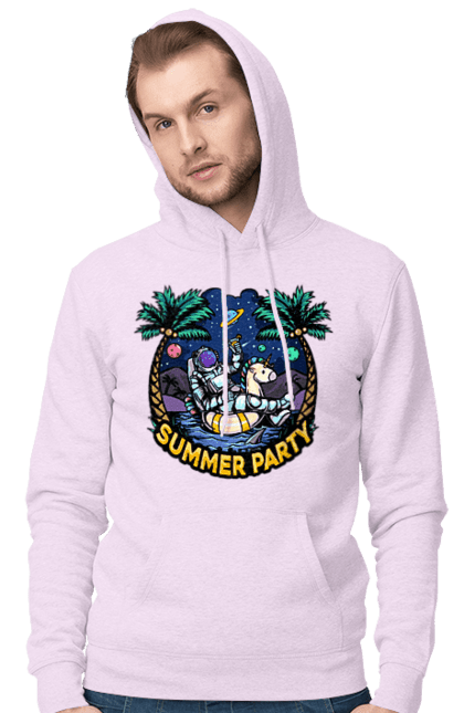 Men`s hoodie with prints Summer Party With Astronaut. Cosmonaut, space, summer. 2070702