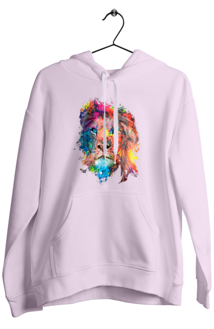 Чоловіче худі з принтом "Лев із фарби". Барвистий лев, індійський лев, лев, лев та холі, розмальовка, святковий лев, фарби, холи. 2070702