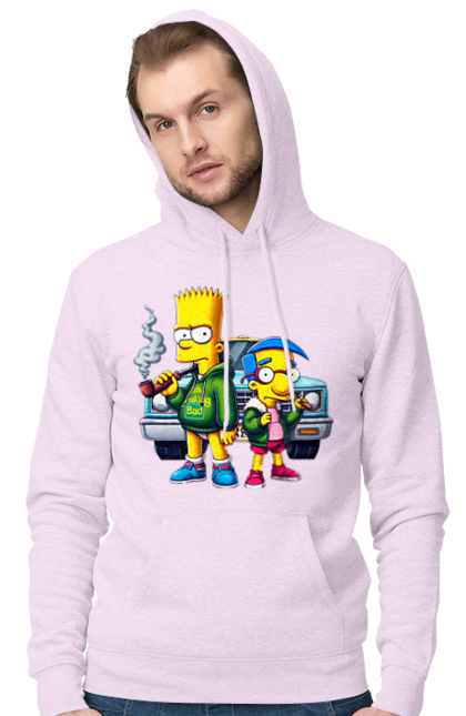 Men's hoodie with prints Bart Breaking Bad. Bart, breaking bad, cartoon, character, laboratory, milhouse, serial, simpson, simpsons. 2070702