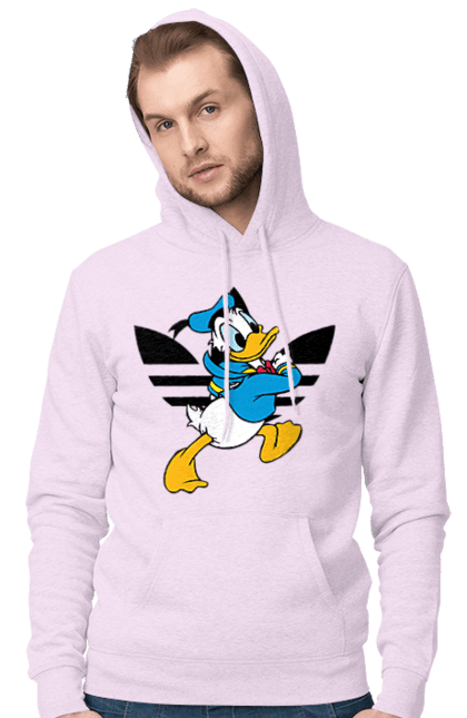 Мужское худи с принтом Adidas Дональд Дак. Adidas, daisy duck, donald duck, адидас, дейзи дак, дональд дак, мультсериал, мультфильм. 2070702