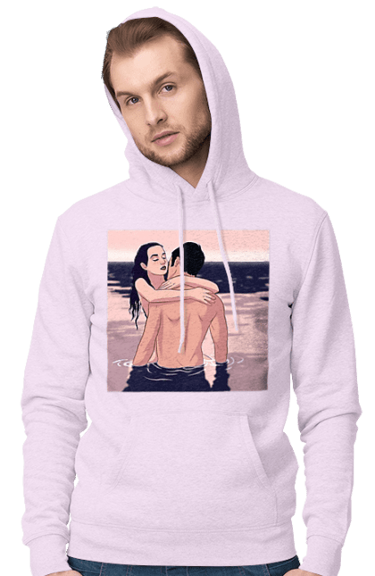 Чоловіче худі з принтом "Парочка Обнімається В Річці". Голо, кохання, пара. 2070702