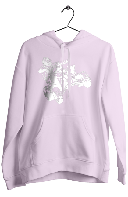 Men`s hoodie with prints Man On Atv White. Atv, extreme, race. 2070702