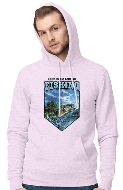 Чоловіче худі з принтом "Keep Calm and Go Fishing". Відпочинок на природі, для рибалок, для чоловіків, мисливці та риболови, природа, рибалка, риболовля, спінінг, хоббі. 2070702