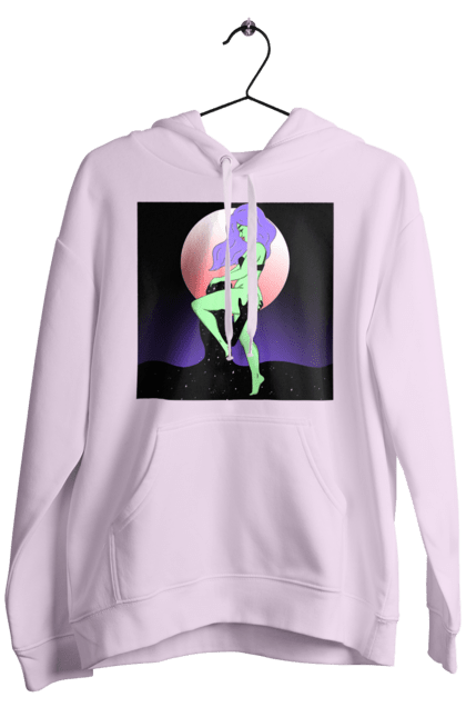 Чоловіче худі з принтом "Зелена Дівчина І Місяць". Інопланетянка, місяць. 2070702