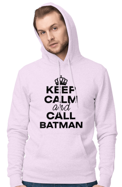 Чоловіче худі з принтом "Keep Calm and Call Batman чорна". Бетмен, з написами, зберігай спокій, меми, популярні, прикольні. 2070702