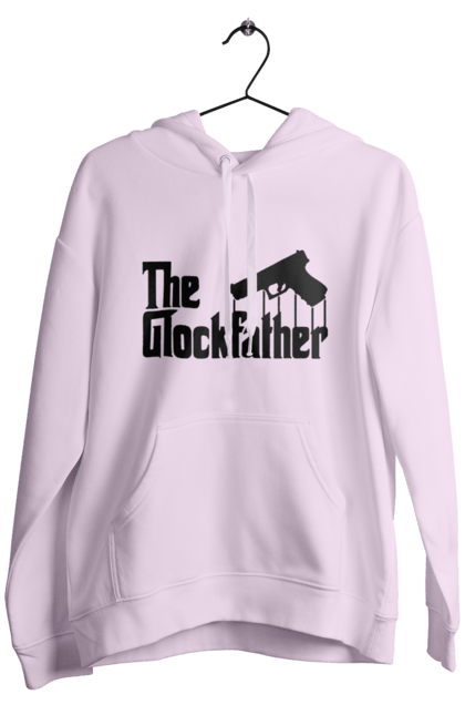 Чоловіче худі з принтом "The GlockFather". Gangster, glockfather, godfather, godfather reference, вогнепальна зброя, гангстер, глок, зброя, пістолет, пістолет. 2070702