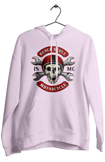 Men`s hoodie with prints skull motorist. Amateur, helmet, motorcycle, skull. 2070702