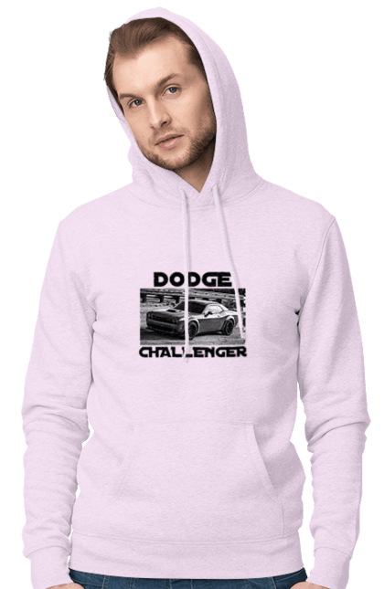 Men`s hoodie with prints Dodge challenger. An american legend, auto, car, classic car, cult car, dodge challenger, powerful car, zhmasl kar. 2070702