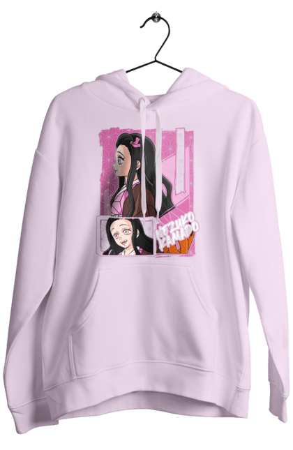 Men`s hoodie with prints Demon Slayer Nezuko. Anime, demon slayer, kimetsu no yaiba, manga, nezuko, serial. 2070702