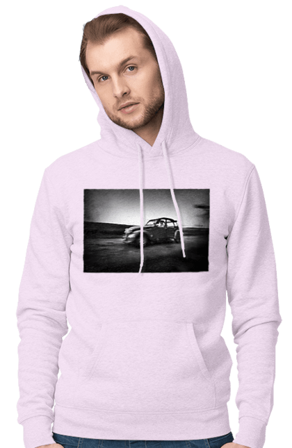 Чоловіче худі з принтом "Ретро машина чб". Авто, ретро, ретро машина, чорно біла машина. 2070702