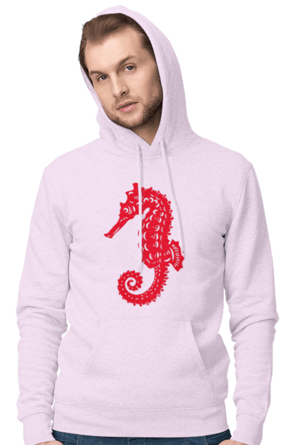 Чоловіче худі з принтом "Морський коник". Відпочинок, квіти, літні канікули, літо, море, морський коник, морські жителі. 2070702